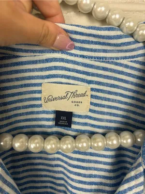 Universal Thread Striped Linen Blend Boxy Top Plus Size XXL thumbnail 5