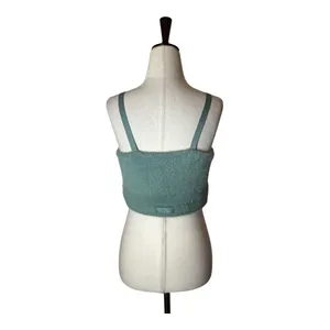 Gymshark‎ Whitney Simmons Sports Bra Large Green Eyelash Fuzzy Knit Bandau Top thumbnail 3