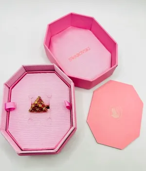 Swarovski Crystal Triangle Ring in Pink Gift Box thumbnail 1