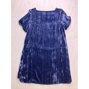 Floreat Velvet Shift Dress Women M Blue Short Sleeve Pockets Mini Whimsigoth‎ thumbnail 8
