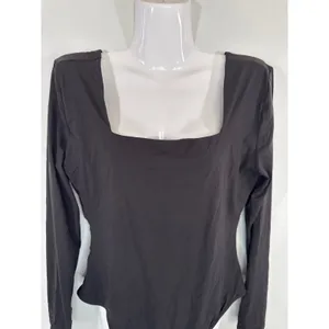Quince Black Square Neck Bodysuit Women XL‎ Minimalist Stretch Essential thumbnail 3