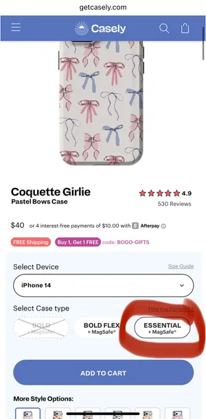 Casely Coquette Girlie Pastel Bows Case IPhone 14 thumbnail 2