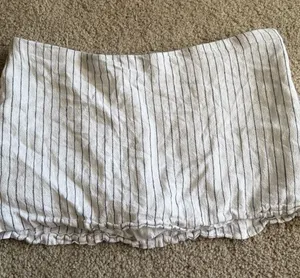 Abercrombie And Fitch White Black Stripped Linen Blend Mini Skort Skirt Large 32 thumbnail 1