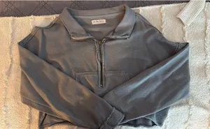 Free People Cropped Pullover Blue thumbnail 1