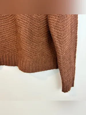 NWT Old Navy Wool Alpaca Blend Brown Chunky Knit Crop Mock Neck Sweater Large thumbnail 5