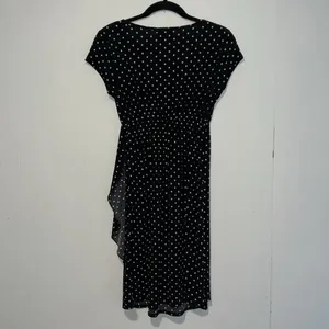 Love Rocks Asymmetrical Short Sleeve V-neck Polka Dot Dress Knee Length 071426 thumbnail 2