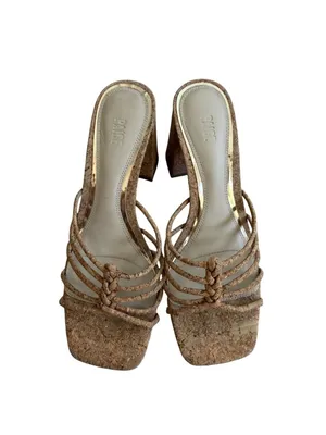 PAIGE Cork Finish Strappy Sandals Heels Size 6.5 thumbnail 7