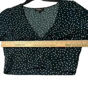 Lulus Women's L Love Always Forest Green‎ Polka Dot Long Sleeve Crop Top Cropped thumbnail 10
