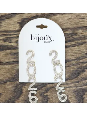 NWT Bijoux Bar Dangly 2026 Rhinestone Post Earrings Gold / Silver Gray 3" thumbnail 3