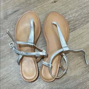 Silver Strappy Sandals - worn only one time - size 8 thumbnail 1