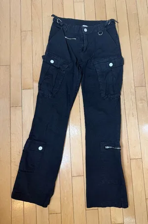 PACSUN black utility cargo pants multiple button pockets, zipper accents Size XS thumbnail 1