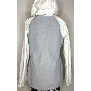 The North Face HyVent Rain Jacket Womens Small Grey White Hooded Shell Coat thumbnail 6