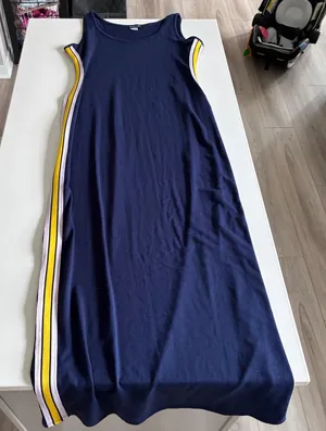 Venus Navy Blue Sporty Side Stripe Sleeveless Maxi Tank Dress Large thumbnail 1