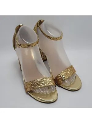 J Adams Shirley Gold Glitter Ankle Strap Heeled Sandals Size 8.5 thumbnail 11