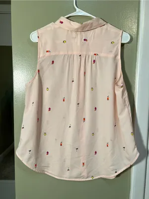 Workshop‎ Republic Women's Size Large Sleeveless Button Down Shirt Pink Cocktail thumbnail 6
