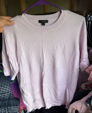 J. Crew Pale Pink Short-Sleeve Crewneck Sweater Medium thumbnail 1