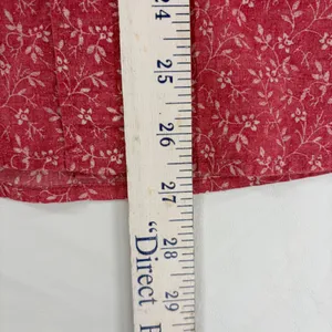 Lauren Ralph Lauren Red Floral Button Down Shirt XS Roll Tab Sleeve Cotton LRL‎ thumbnail 9