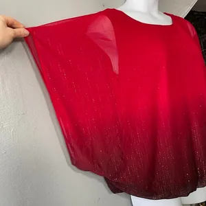 Cato Glitter Mesh Going Out Top Plus Size 1X Red Black Ombre Whimsigoth Party Blouse thumbnail 2