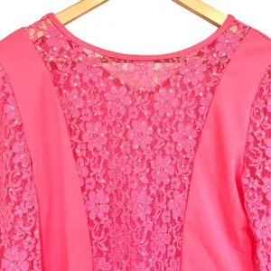 Body Wrappers Drapey Lace Panel Tunic Top Sparkly Rose Pink M #629 Praise Dance thumbnail 5