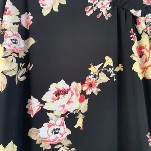 WHBM Black Floral Shift Dress XL Pink Rose Print 3/4 Sleeve Career Church thumbnail 5