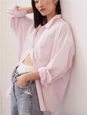 Anthropologie Maeve The Bennet Buttondown Shirt Top Pink Long Sleeve Large thumbnail 1