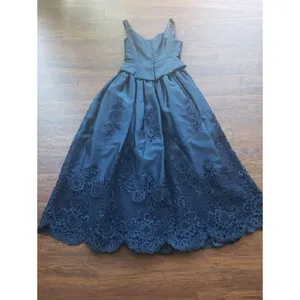 Rose Taft Blue Formal Embroidered Floral Lace Wedding Prom Dress Romantic thumbnail 4