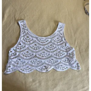 Crochet Crop Top Size M/L Cream Festival Beach Party thumbnail 3