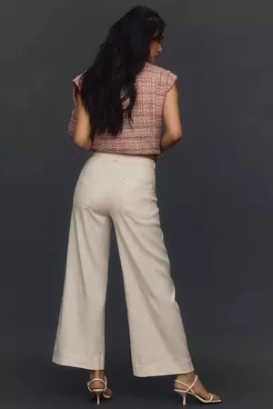 Anthropologie NWT White THE ETTIE HIGH-RISE CROP WIDE-LEG PANTS BY MAEVE: LINEN EDITION. Size 25 thumbnail 4