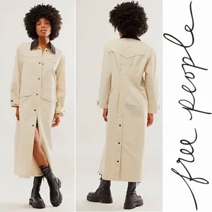Free people Hunter Longline Duster Trench Coat in pastry cream Size S thumbnail 2
