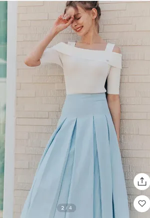 Korean Fashion: Zero Street Lynn Pleats Long Skirt Blue Size M thumbnail 8
