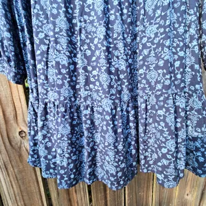 Beachlunchlounge Printed Tiered Babydoll Blue Dress XL Long Sleeves thumbnail 4