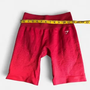 Gymshark Adapt Ombre Seamless Biker Cycling Shorts Red Pink High Waisted Ribbed Waistband Gym Workout Exercise Yoga Athletic Atleisure Sz S - Measurement in pics thumbnail 3