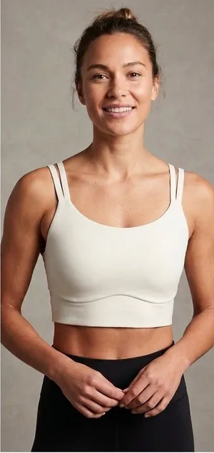 OFFLINE Aerie Real Me Hold Up Strappy Athletic Performance Sports Bra Silver MDD thumbnail 1