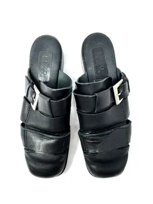 ENZO ANGIOLINI distressed black leather mules, size 8.5 thumbnail 6