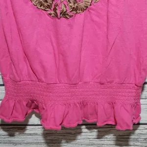 Free People ruffled elastic waist embroidered top thumbnail 3