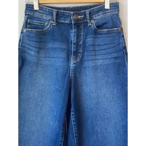 Uniqlo Wide Leg Crop Jeans Raw Hem High Rise thumbnail 3
