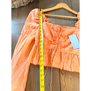 Antonio Melani Puff Sleeve Peplum Blouse‎ Womens Orange Size 4 thumbnail 5
