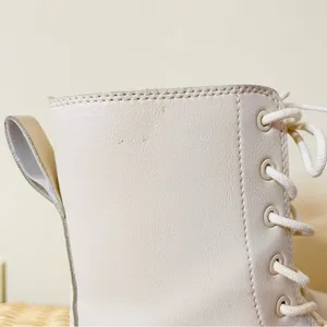 Stradivarius Cream Lace Up Leather Boots Size 38 (8) thumbnail 9