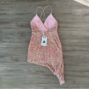 NWT Here Comes The Sun Pink Velvet Sequin Dress, Size Small thumbnail 2