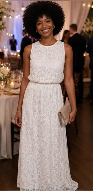 NY&C White Lace Maxi Dress Sleeveless Elegant Wedding Guest thumbnail 1
