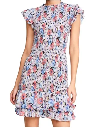 Veronica Beard Cici Floral Smocked Mini Dress. Not Lined Size 2 NWOT thumbnail 1
