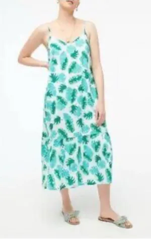 J.Crew Tropical‎ Leaf Print Sleeveless Maxi Dress Size Small thumbnail 1