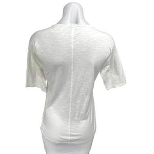 J.Crew Women's White Lace Trim Short Sleeve Blouse T Shirt Tee Top Size XS thumbnail 2