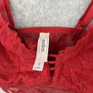 Auden Red Lace Lightly Lined Longline Bralette Size XS Wireless V-Neck thumbnail 4