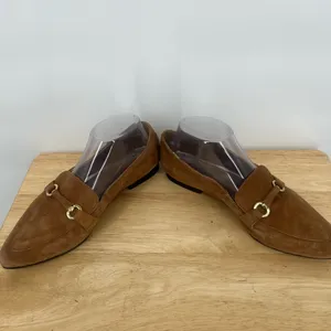 Hosis Brown Suede Loafers with Gold Accents thumbnail 8