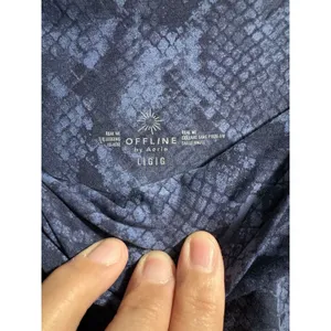 OFFLINE by Aerie Leggings Womens Large Navy Blue Snakeskin Real Me Crossover 7/8 thumbnail 2