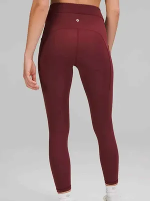 Lululemon Power Thru High Rise Tight Leggings 25” Red Merlot size 10 $128 thumbnail 2