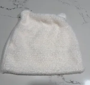 NEW Women's Faux Fur Cat Ear Beanie Hat One Size White thumbnail 1