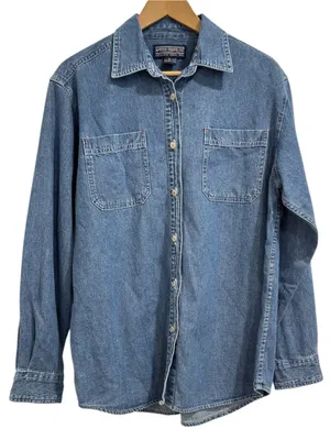 Newton Trading Co. Denim Button Front Shirt Medium Wash Chambray Size M thumbnail 2