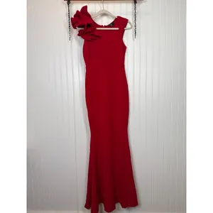 NWT Lulus Lucette Red Sleeveless Ruffled Mermaid Maxi Dress Wedding Holiday XS thumbnail 4